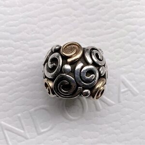 Retired Pandora Sterling & 14K Rosebud Bead